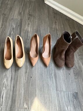 Lot bundle aldo Marc fisher Clark pump heel ankle boot 9 brown tan patent